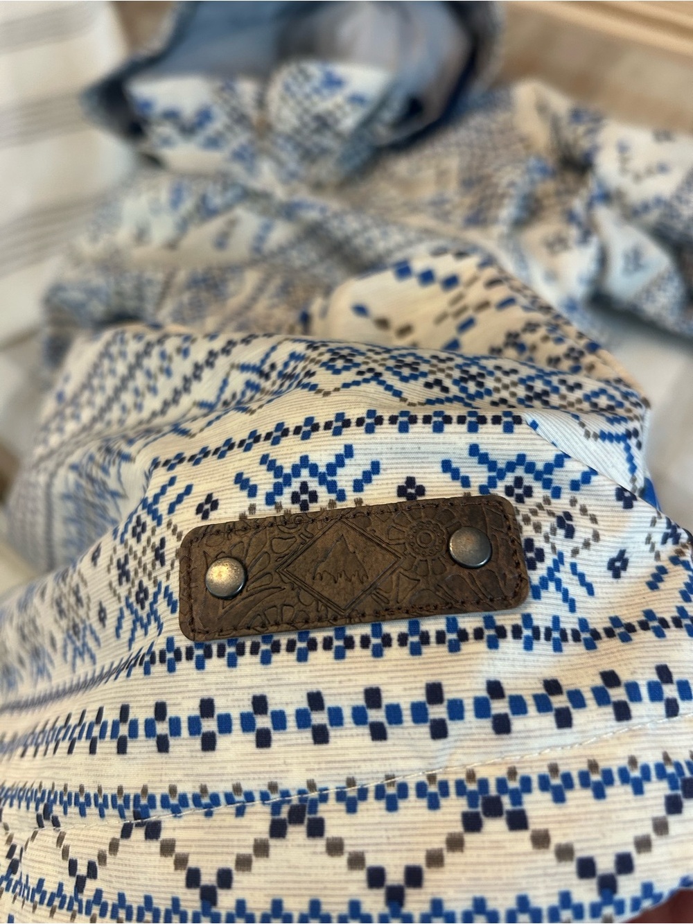 Burton Ginger DRYRIDE Snowboard Coat XL Pixelated Fair Isle Blue White Ski - Picture 16 of 16